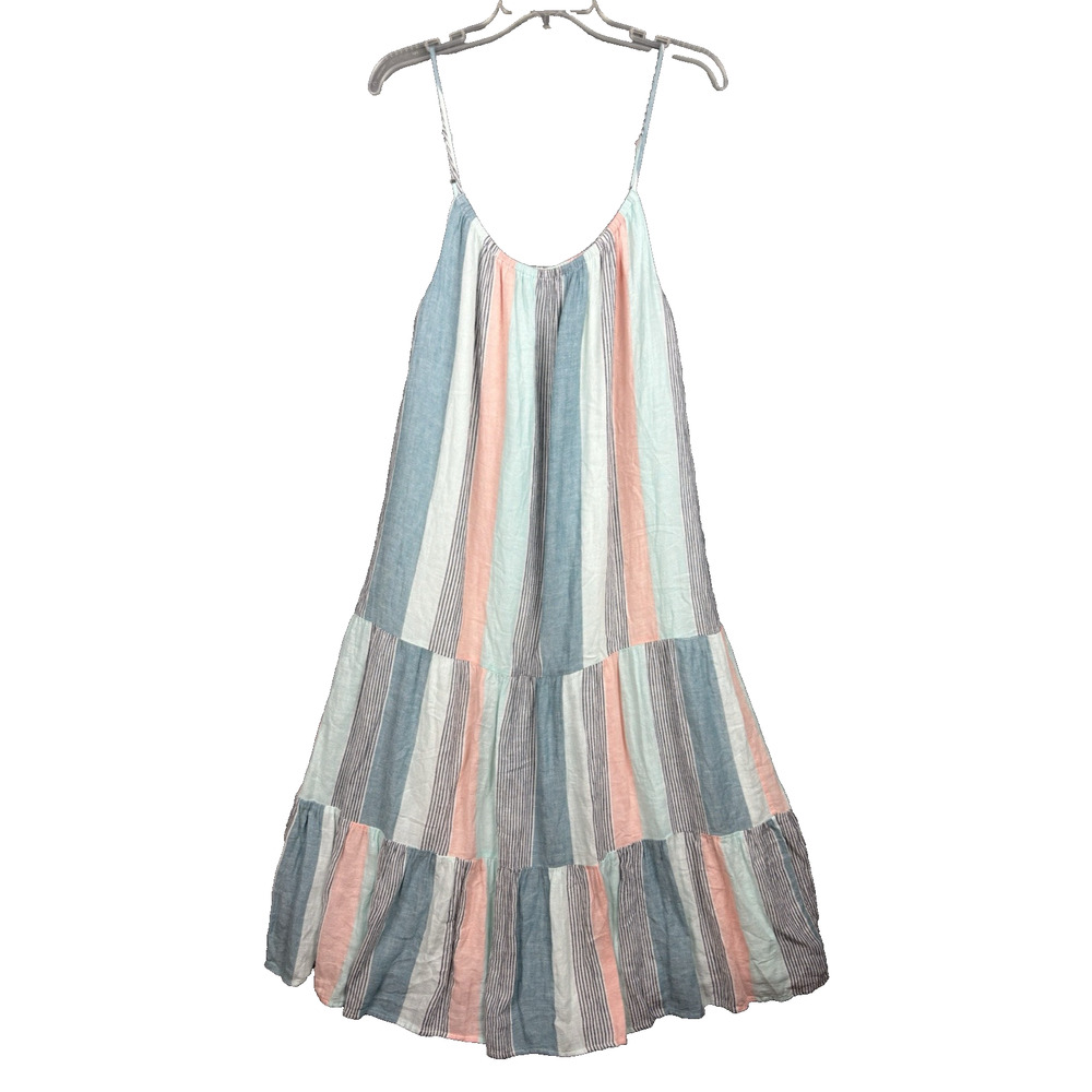 Rails Adora Dress Womens XL Highland Stripe Linen Blend Spaghetti Strap Midi - Picture 2 of 16